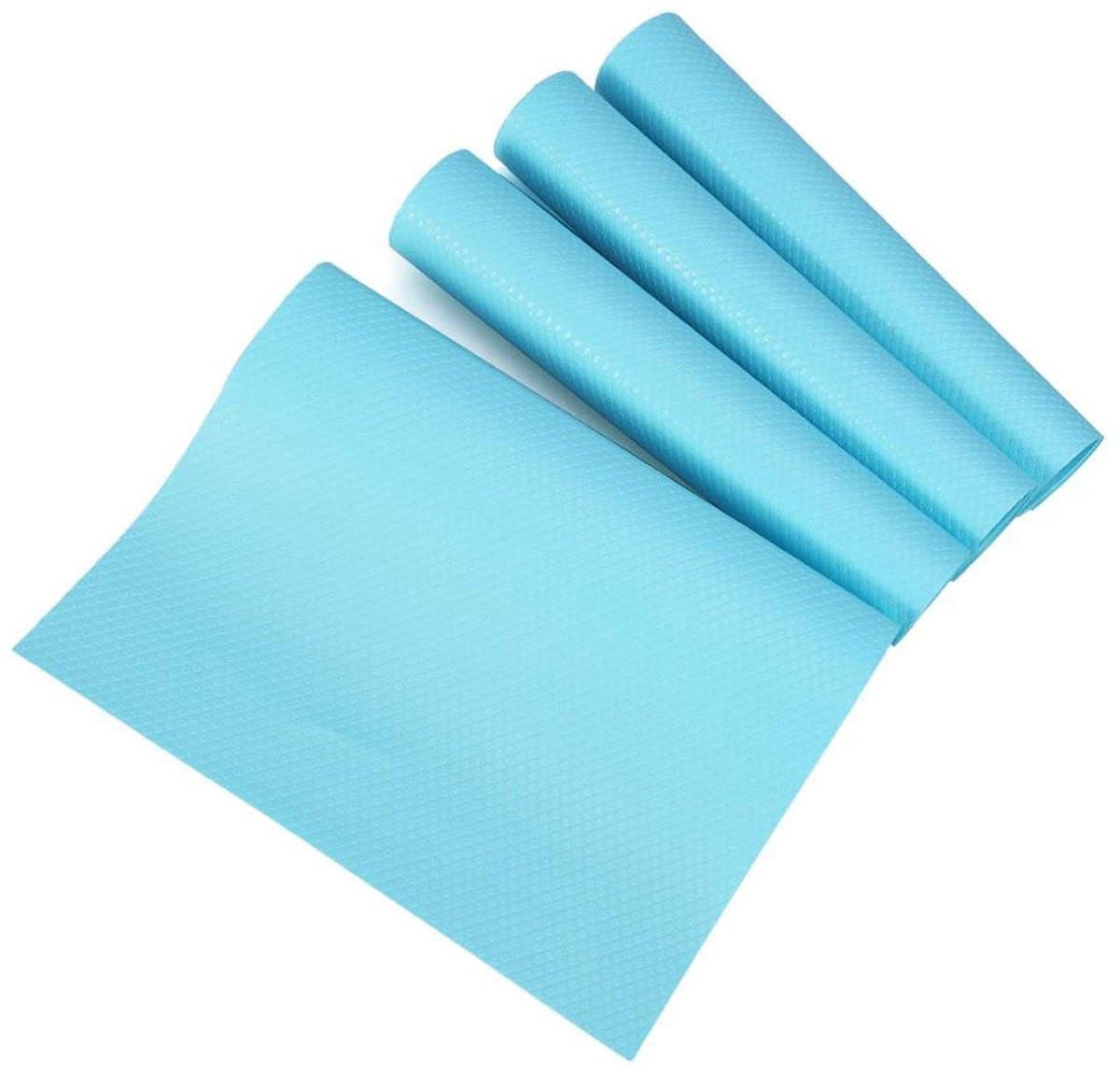 Set van 4 Vriezer Matten 29 x 45 cm - Antibacteriële Koelkast Ladekussens met Vochtopname - Wasbaar en Blauw