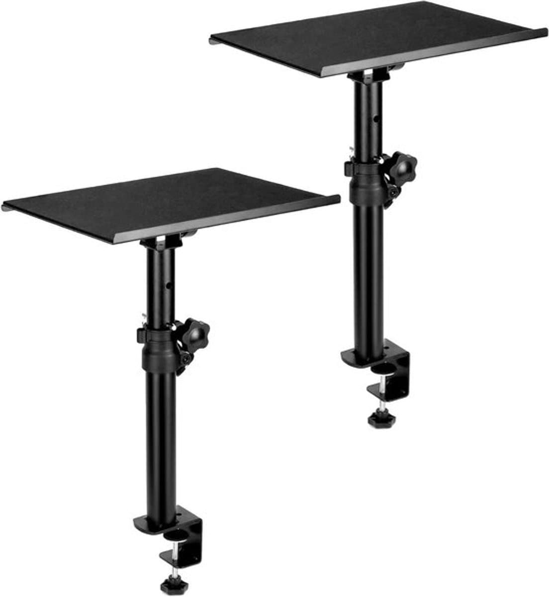 Set van 2 klemstatieven voor speakers en studiomonitors - verstelbaar en kantelbaar - draagvermogen 30 kg.