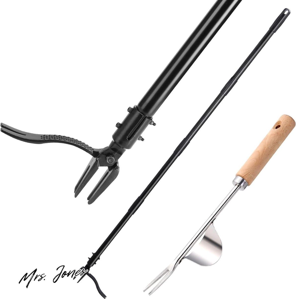 Mrs. Jones Onkruidtrekker Stand-Up Weeder Handgereedschap Metalen Wortelverwijdering Gereedschap 4-Delige Afneembare Lange Handvat Tuin Remover Gereedschap met 4 Klauwen 64 inch .