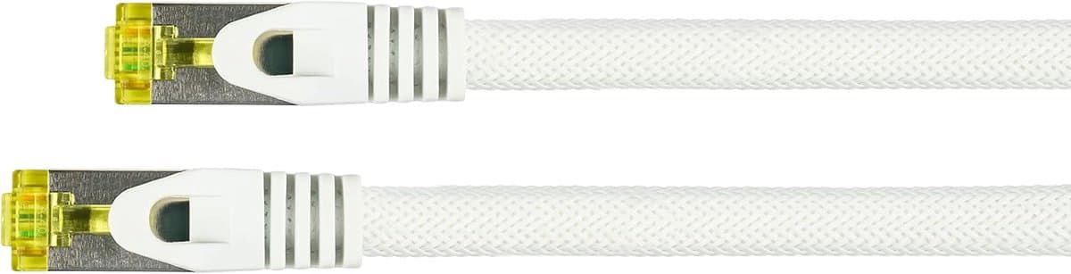 Ethernet LAN Patchkabel CAT 7 S/FTP Nylon Gevlochten 10 Gigabit Wit 5m