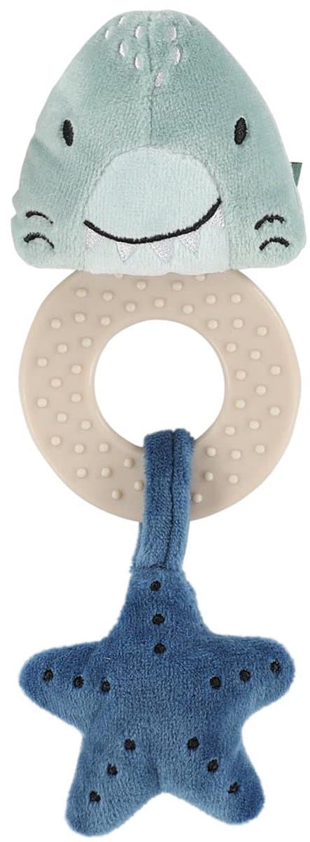 Trixie Bijtspeeltje Mr. Shark – 3m+ – Siliconen ring – Knispergeluid - Ideaal als geboortegeschenk
