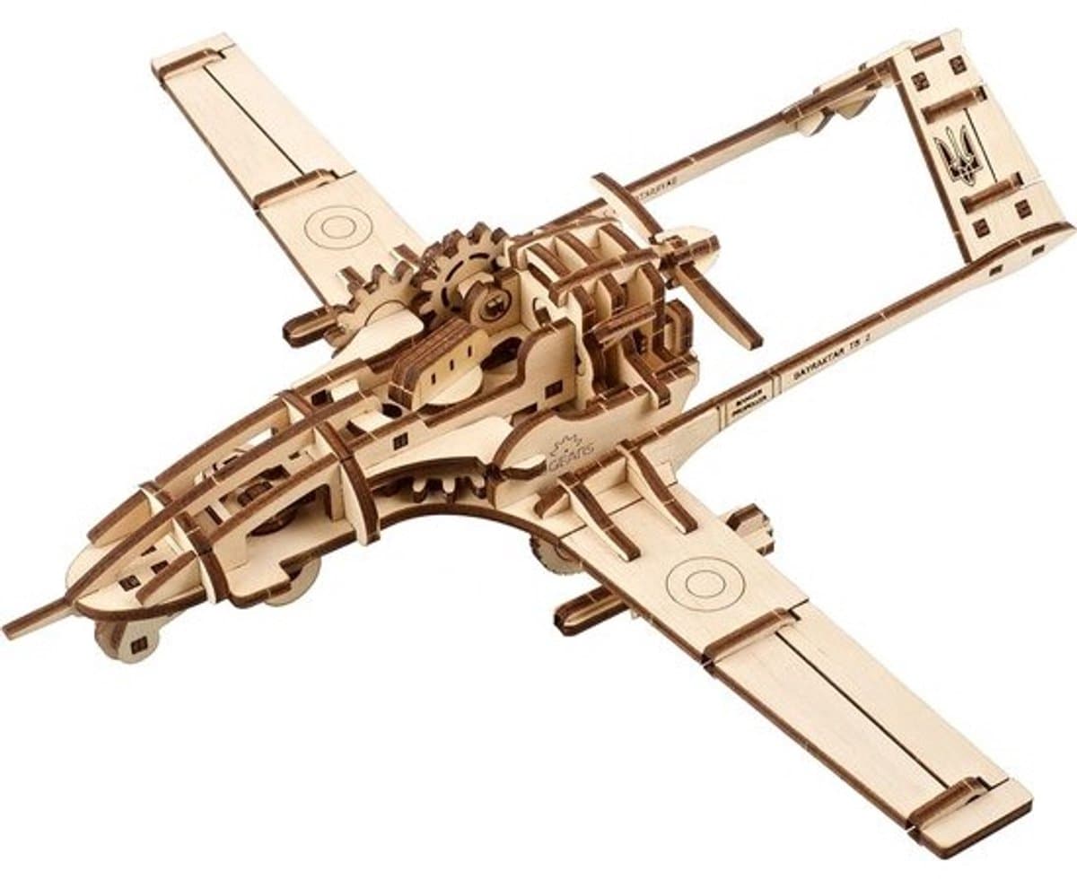 Houten Modelbouw Drone - 3D Puzzel Vliegtuig - Bouwen Spelen Verzamelen - Veermotor Beweegbare Camera