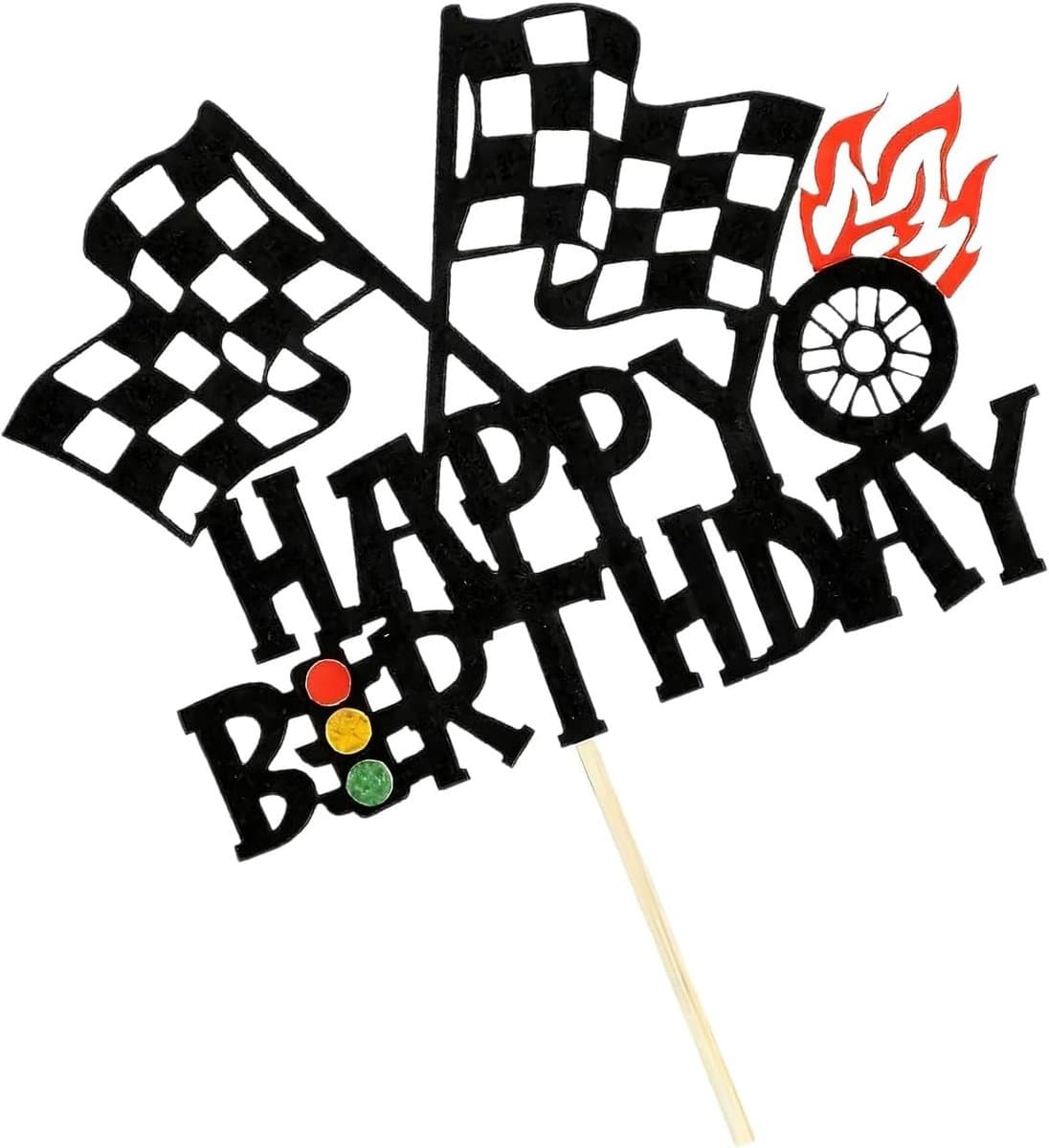 Verjaardagsversiering voor Taart met Racing Thema - Vlaggen en Decoratie voor Feestelijke Auto's, Sportieve Verjaardag en Taartdecoratie