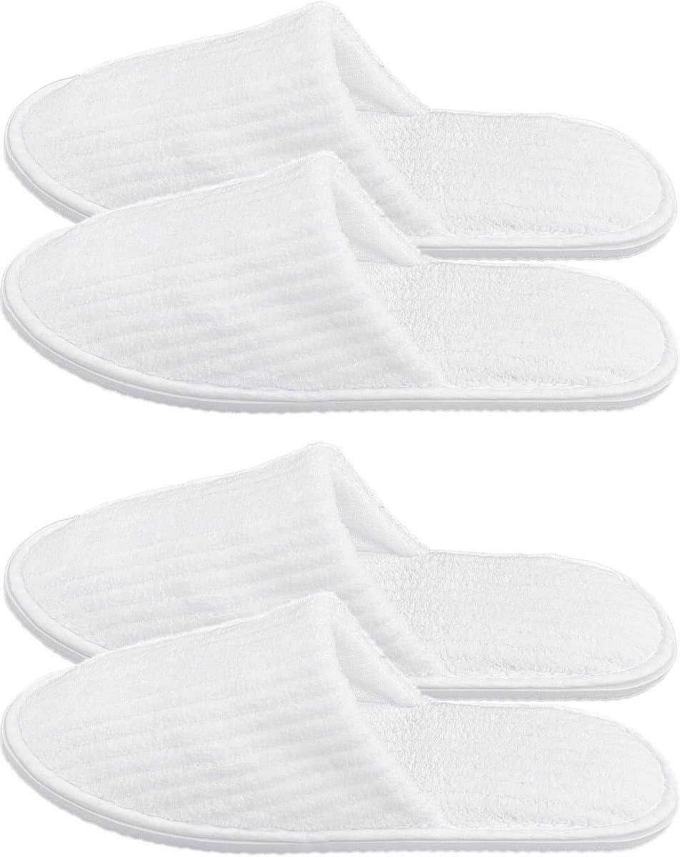 Dailygoods- Wegwerppantoffels 2 Paar - Unisex Grote Pantoffels - Wasbaar Fluwelen Slippers - Antislip EVA-zool - Comfortabel en Duurzaam