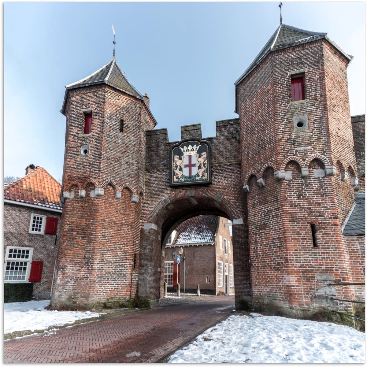 Poster 30x30 cm - Poort - Amersfoort - Nederland - Posters - Kamer decoratie - Wanddecoratie woonkamer - Muurdecoratie slaapkamer