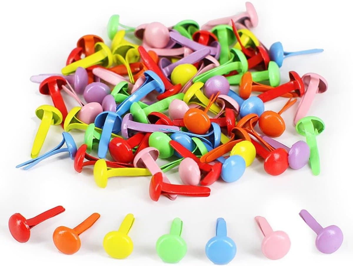 100 stuks Parijse clips van metaal, mini, licht en herbruikbaar, meerkleurig, pastelkleuren, brads voor bevestiging, doe-het-zelf, kaarten maken en knutselen