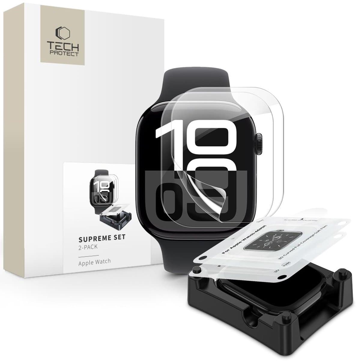 Tech-Protect Hydrogel Film Supreme Voor Apple Watch 10 46 Mm Set Van 2