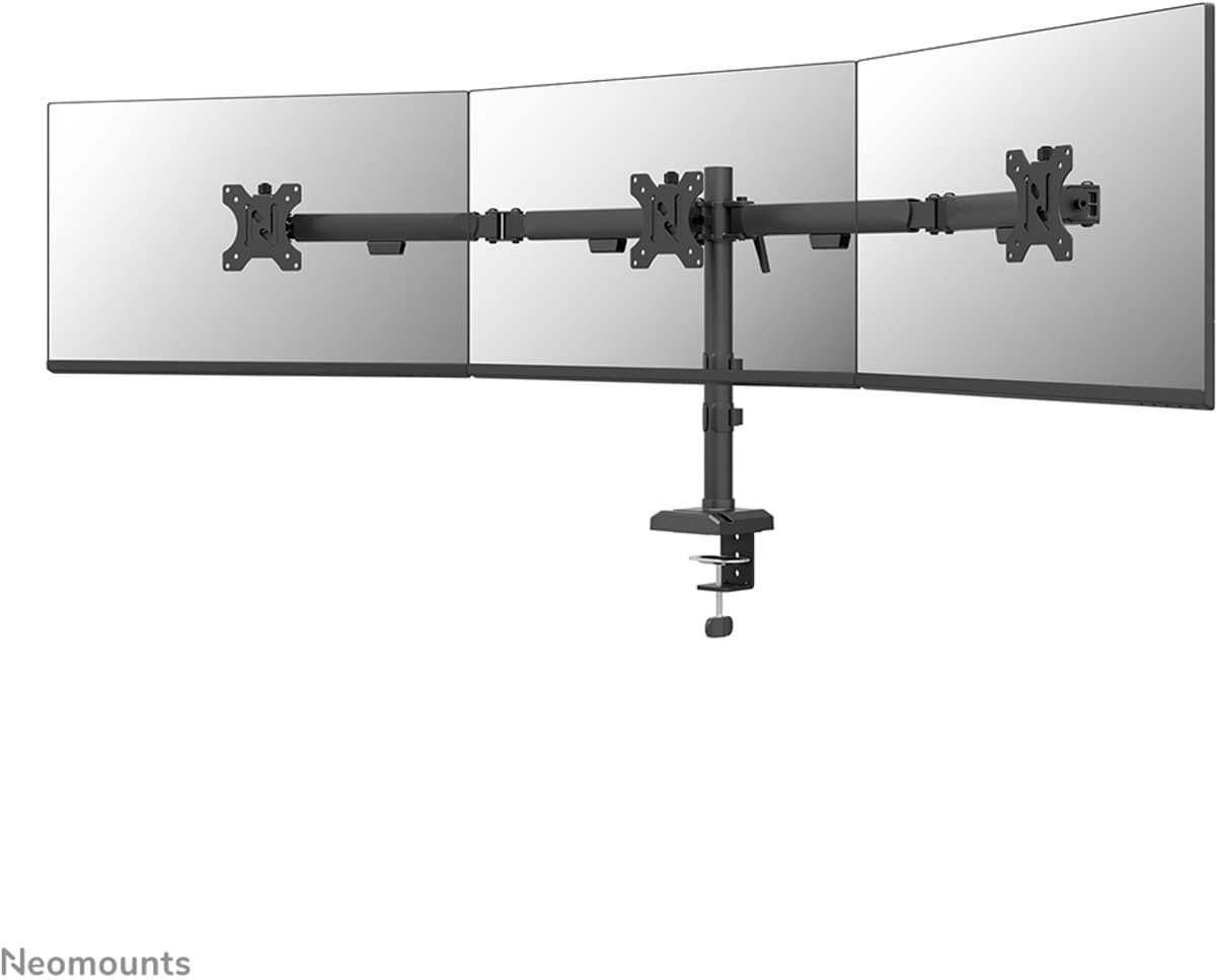 Neomounts NERO DS60-600BL3 Monitorarm 3 schermen - 10-27" - 0-6 kg/scherm - Quick-fix - 180°-stop - 100% plasticvrije verpakking - zwart