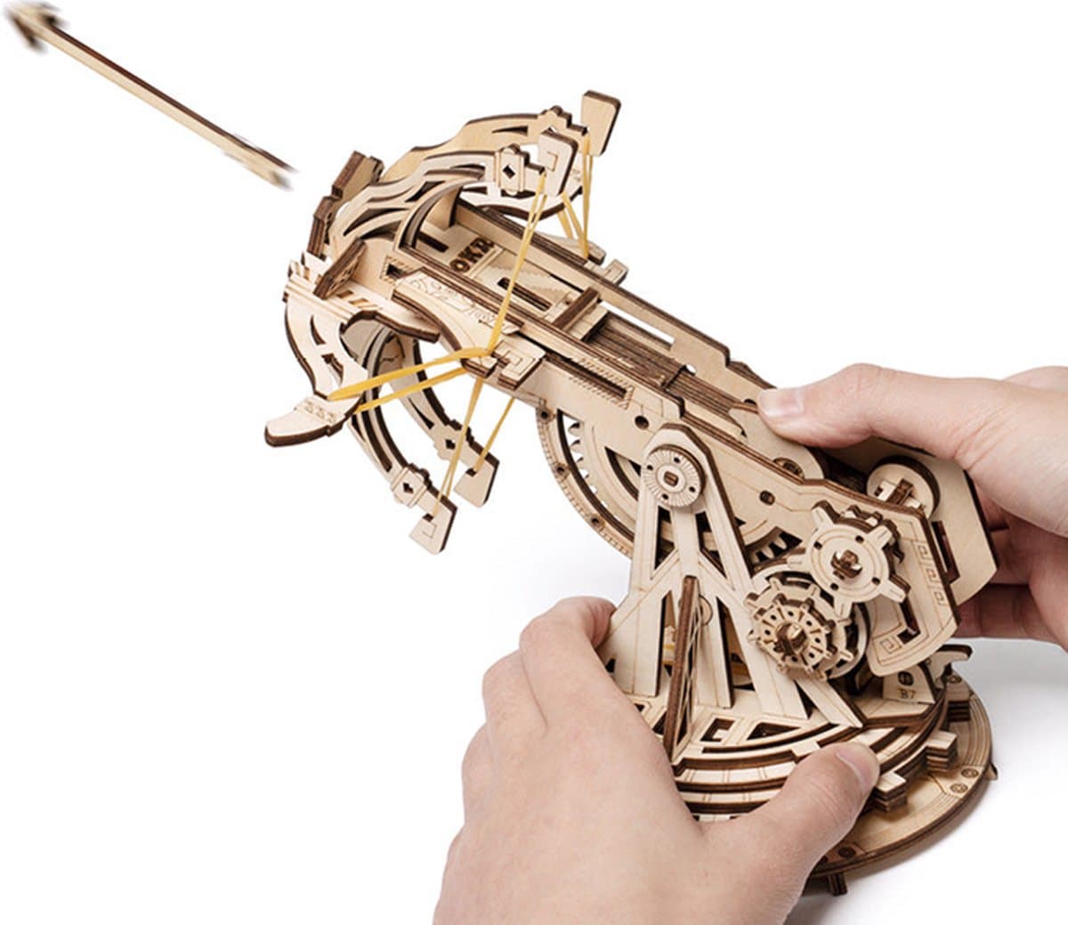 Robotime ROKR zware belegeringsballista 3D houten puzzel bouwspeelgoed 21 x 18,5 x 19 cm, 1 stuk,Wooninrichting, boekenkastdecoratie,Handgemaakte cadeaus voor volwassenen en tieners,Onderwijs speelgoed