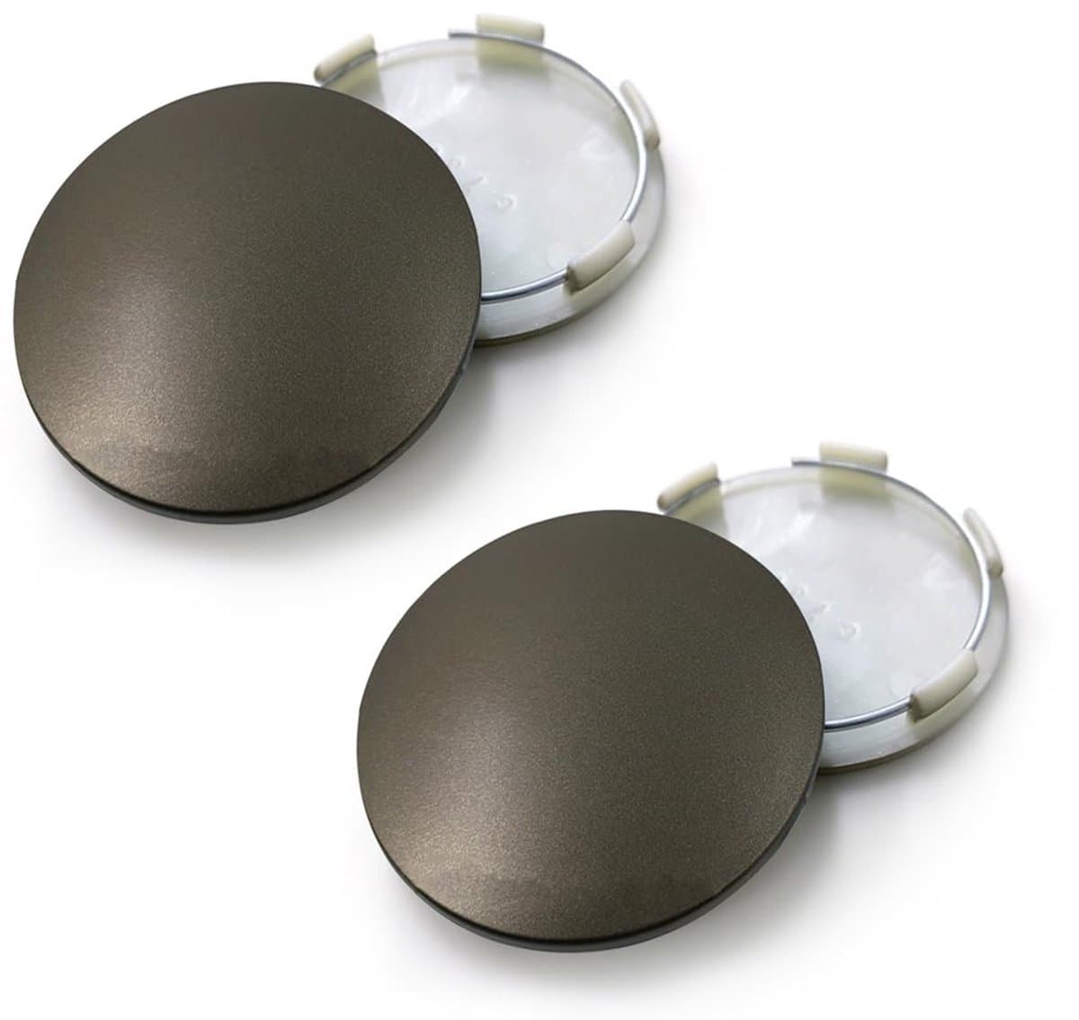 Dailygoods- Wielnaafkappen 4 Stuks - Universele Wielnaaf Doppen - ABS Materiaal - Parelmoer Mat Zilver - Donker Brons - Uitstekende Afwerking - Wielnaafdoppen