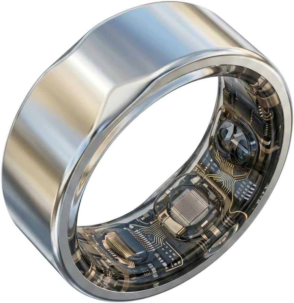Slimme Ring - Gezondheid Tracker - Welzijn Monitoren - Geen Abonnement - 7-10 Dagen Batterij - Zilver