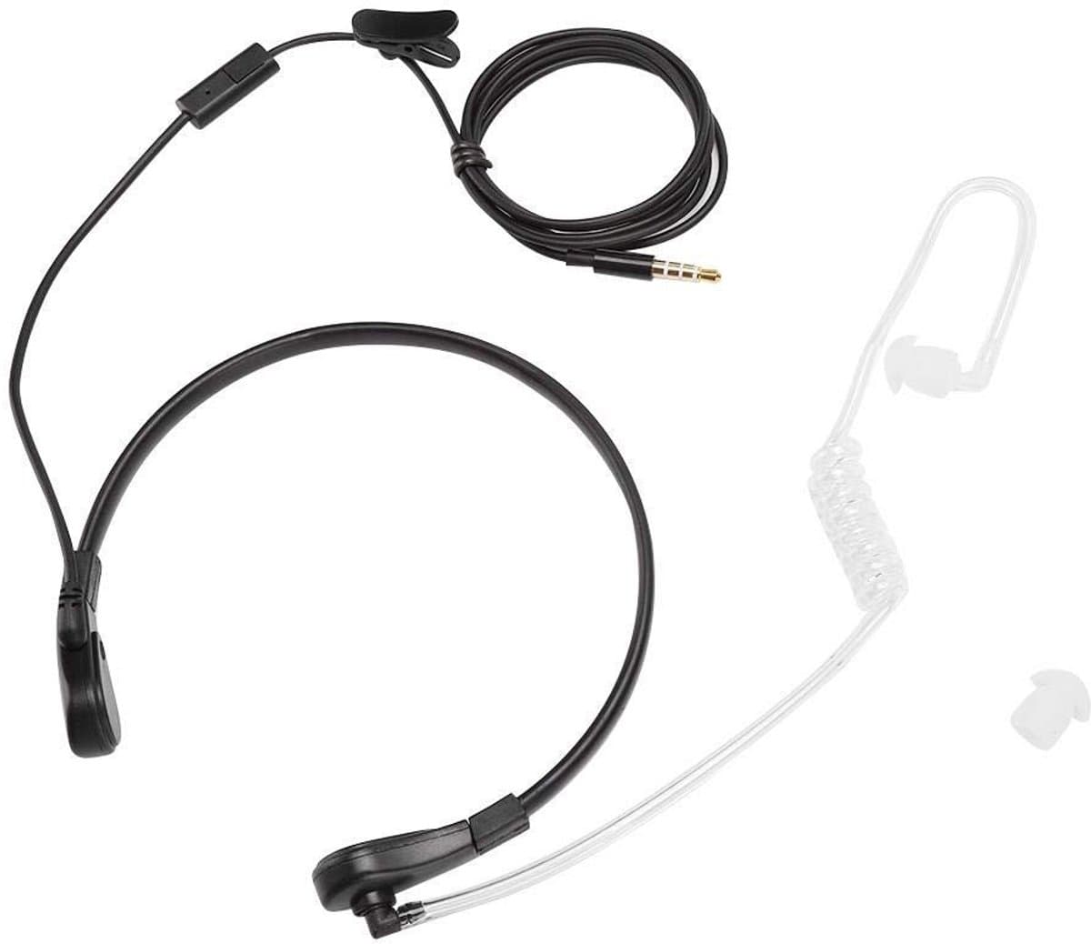 Dailygoody - Headset - Halsmicrofoon - Stralingsbescherming - Zwart - Oortelefoon - Geschikt voor smartphones - 3,5 mm stekker