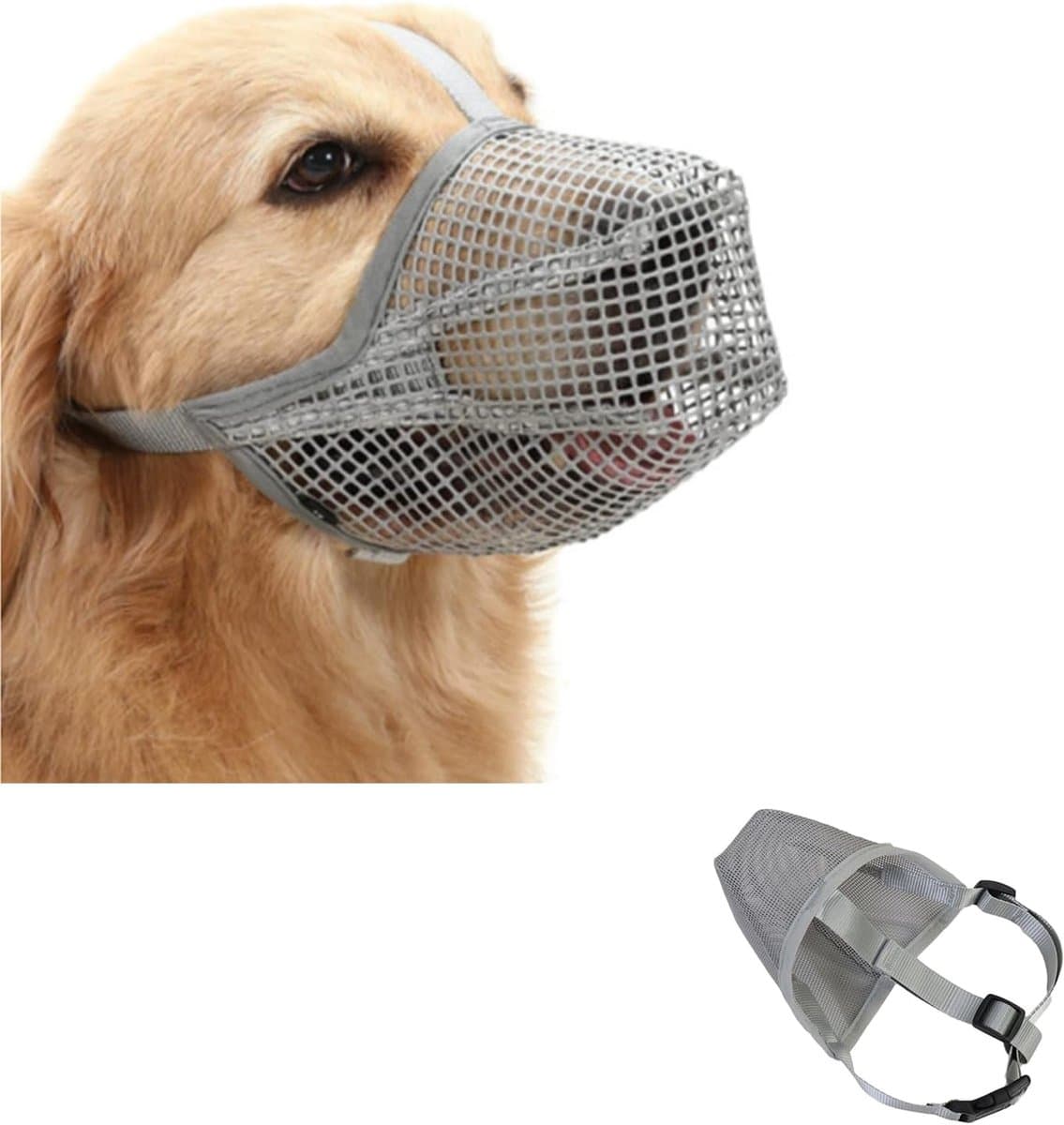 Dog Muzzle, Breathable Mesh Muzzle for Large Dogs, Muzzle for Medium Dogs, Adjustable Dog Muzzle for Small Medium - ShopVlot
