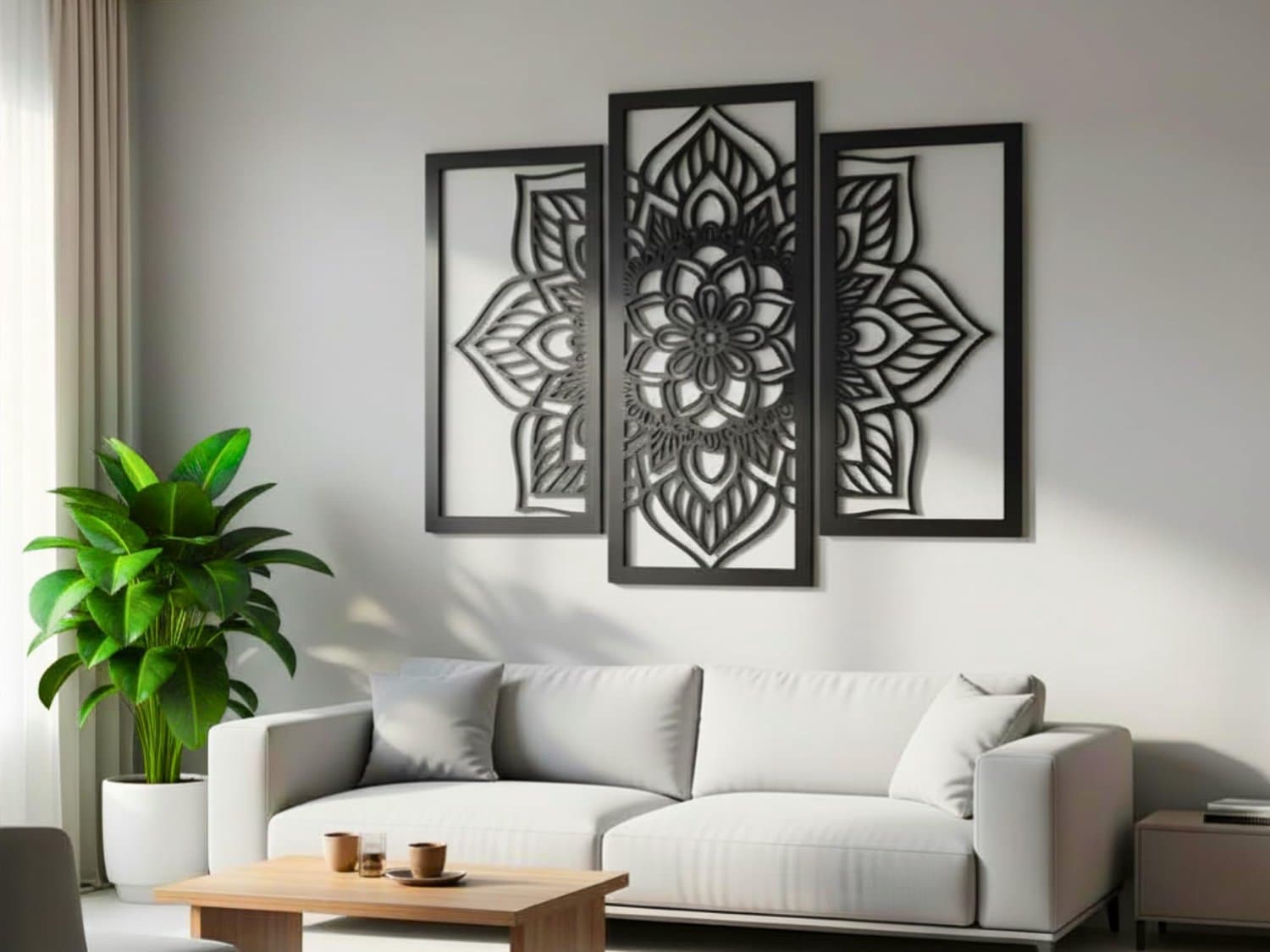 VAILLA Lotusbloem Wanddecoratie Hout 3D – Wall Art Slaapkamer Woonkamer – 120 x 94 cm