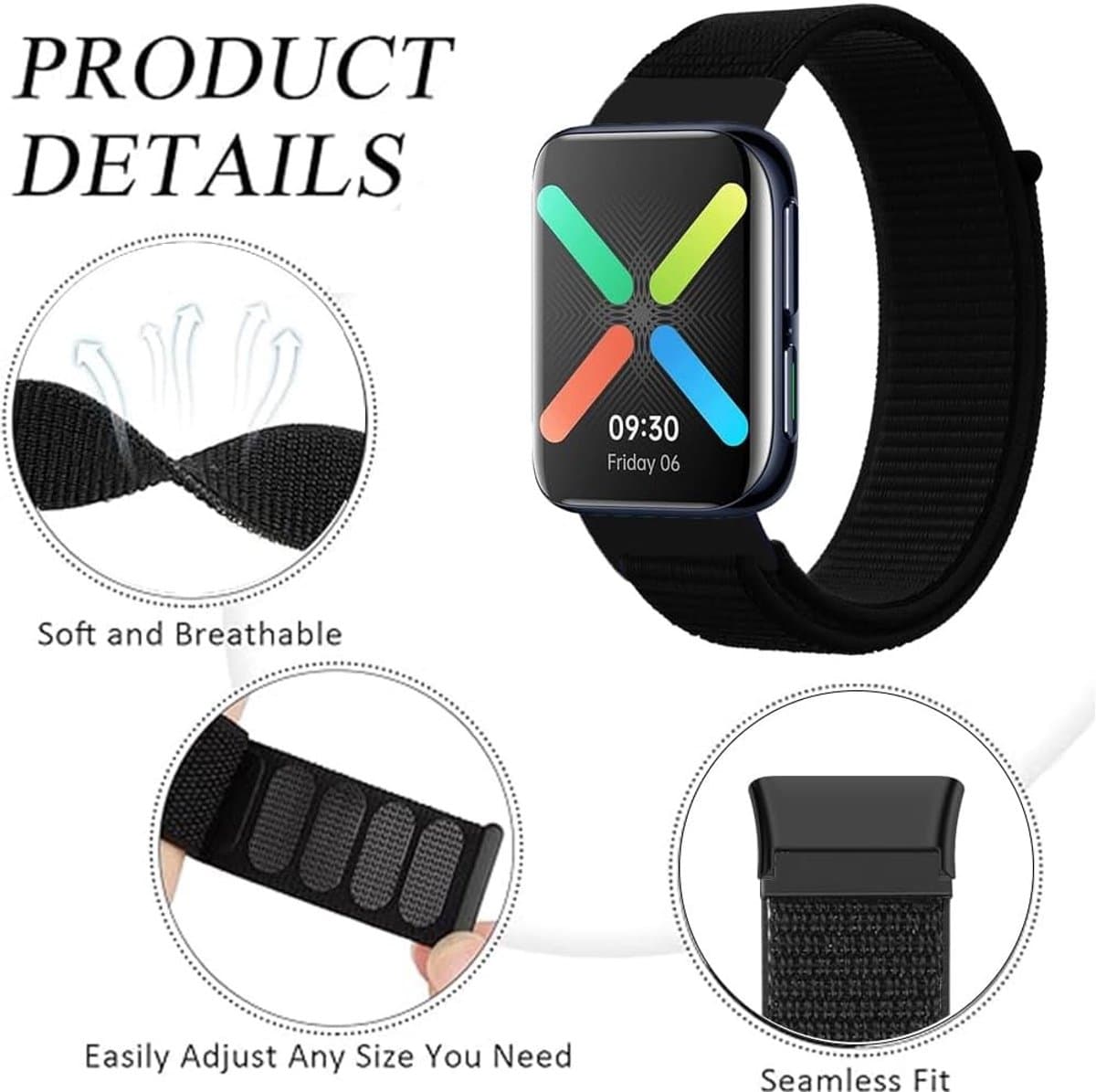 Ademend Sport Armband voor 46mm Smartwatch, Nylon Vervangband, Comfortabele Horlogeband voor Actieve Lifestyle