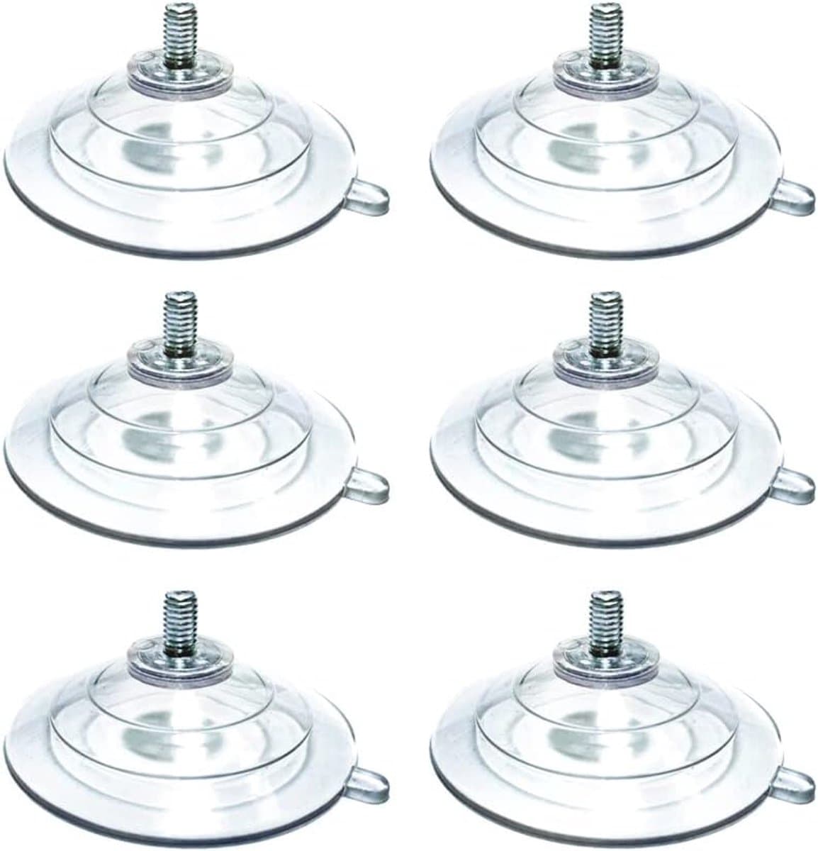 Schroef zuignap haak 2,4 inch 6 cm grote diameter stap vorm grote heldere PVC draad lengte 1 cm (0,39 inch) zuignap met moer, 6 stuks (M6-D6CM)