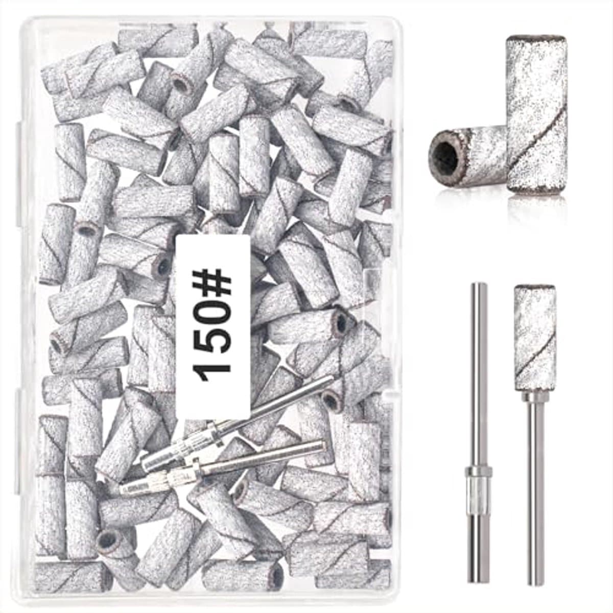 Namajunas - Nagelfrees Schuurrolletjes - Nailboor schuurbandjes 150 grit-100 stuks Inclusief 2 schuurbandspindels - Nagel Bitjes - Nagelvijl electrisch - Manicure set - Nagel Frees - Bits - Opzetstukjes - Nagel Bitjes