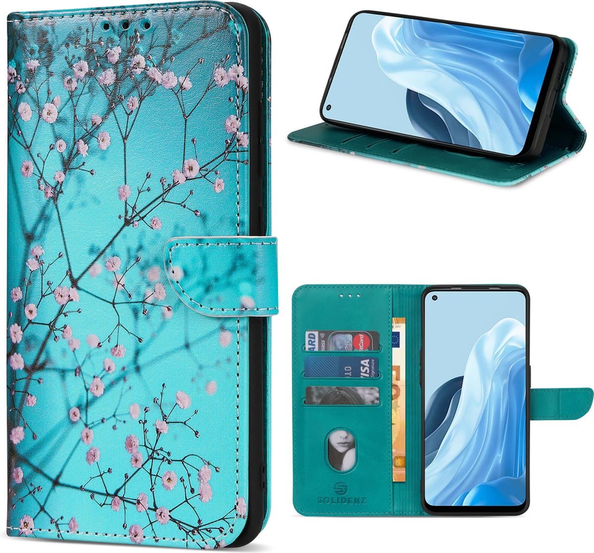 Geschikt Voor Oppo Reno 8 Lite Hoesje - Solidenz Bookcase Reno 8 Lite - Telefoonhoesje Reno 8 Lite - Reno 8 Lite Case Met Pasjeshouder - Cover Hoes - Reno8 Lite - Sierkers