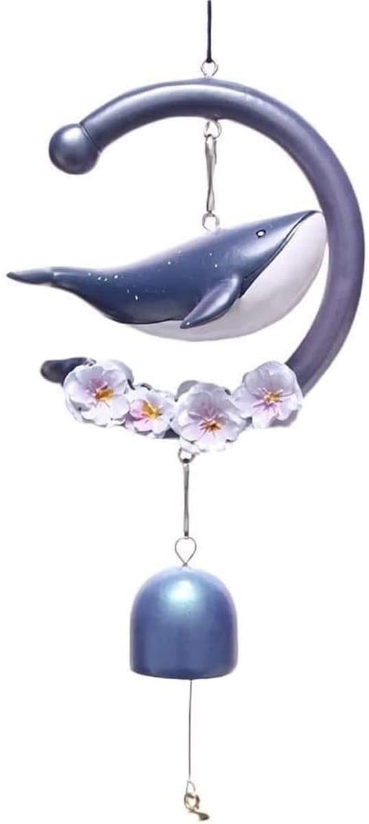 Decoratieve Windgong - Hanger Ornament - Tuindecoratie Buiten - Walvis Bloemzee Ontwerp - 500 g - Blauw