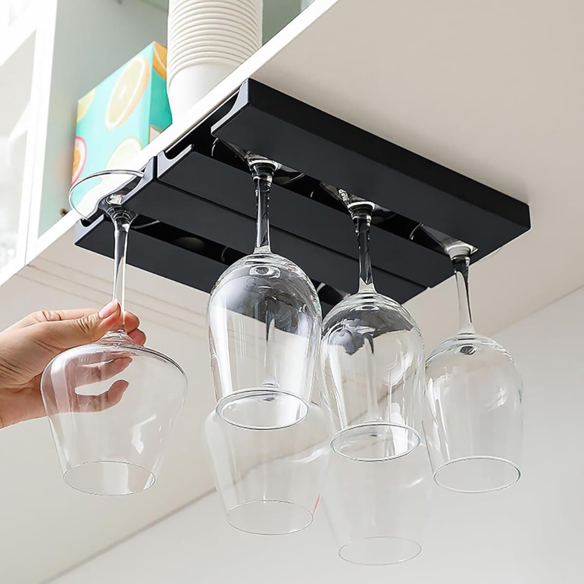 QORA® Ophangrek Wijnglazen - Wijnglazenhouder – Set van 2 - Metalen Wijnglazenrek - Glazenrek Met 5 Rijen - Wijnglashouder – Organizer - Stijlvol – Bar, Keuken & Cafe - Hangend – Zwart - 33cm x 5cm x 3cm