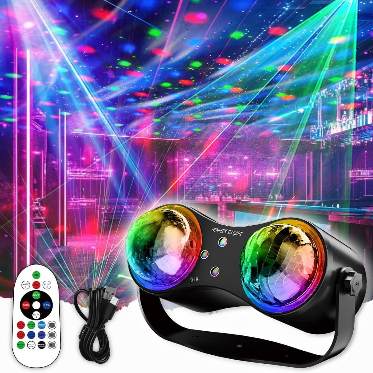 ZOSUDULL-Discolamp-Heldere verlichting-9 bedrijfsmodi - Party Light - Laser, aurora en sterrenhemel - Spraakbesturingsmodus- Voor feesten - 360° RGB -Zwart