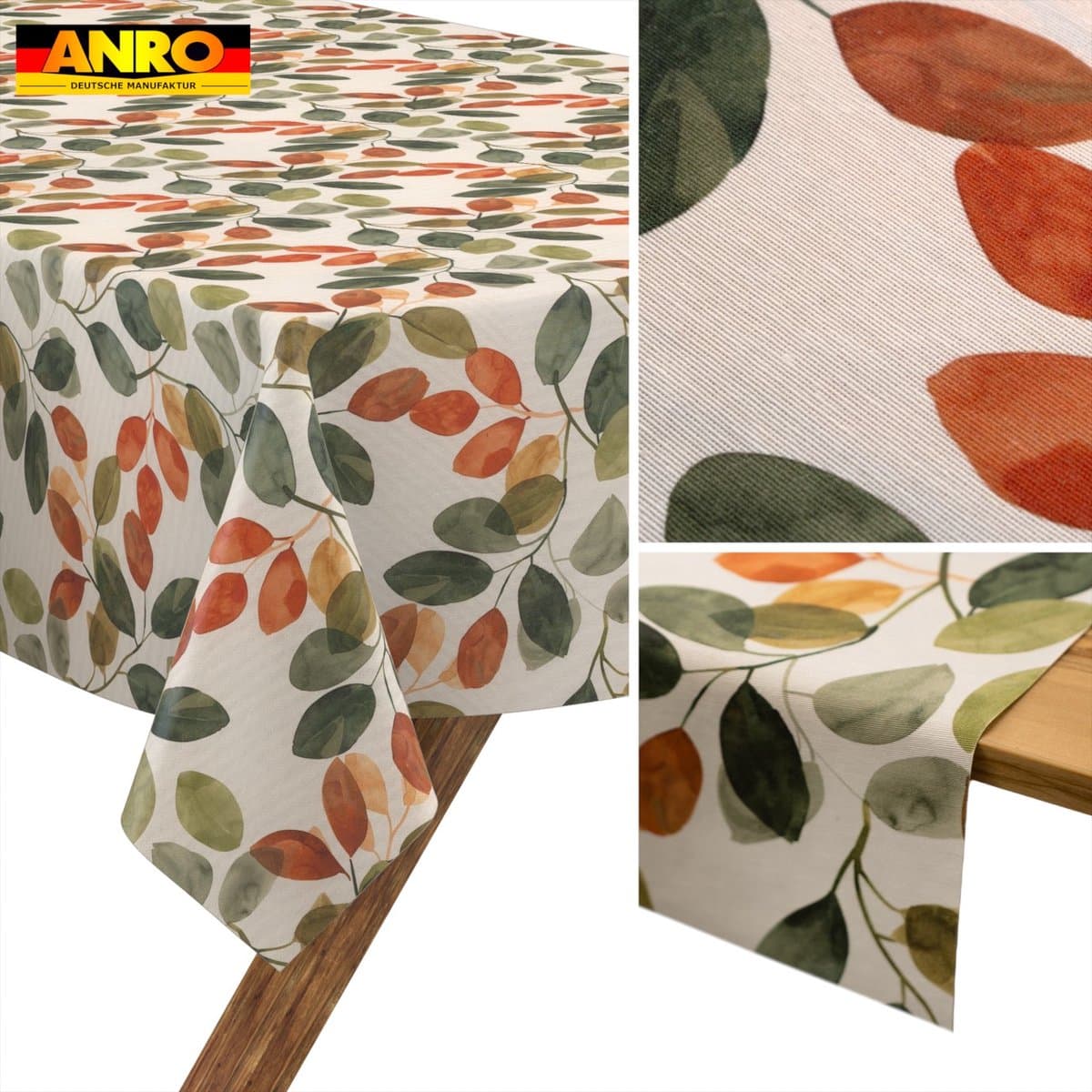 ANRO Tafelkleed Olijftakken Beige 140x140cm Rechte rand Afwasbaar Waterafstotend Binnen & Buiten