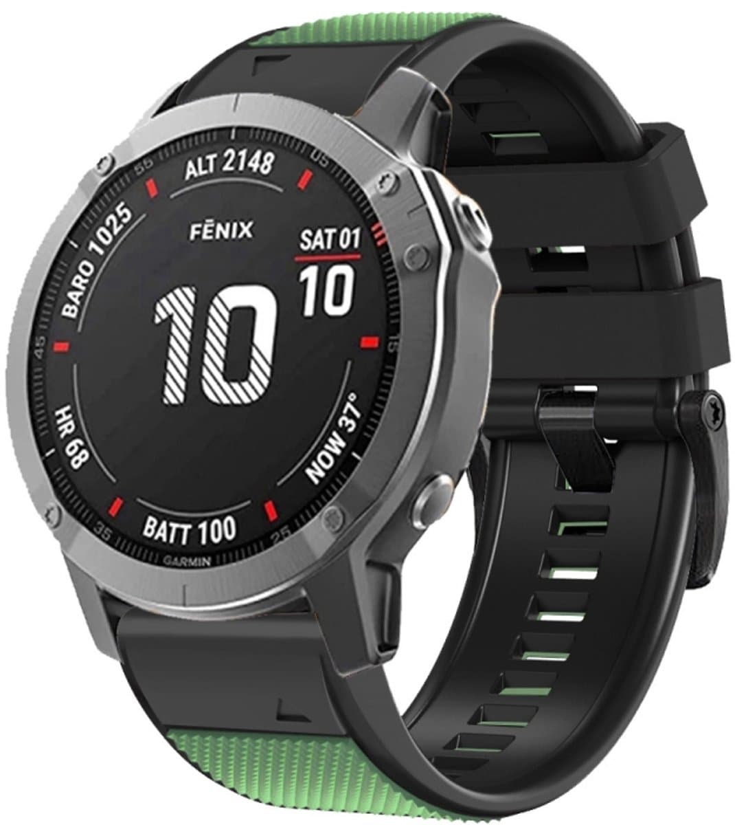 Voor Garmin Fenix 7 Pro 26 mm schroefgesp diamant textuur twee kleuren siliconen horlogeband (legergroen + zwart)