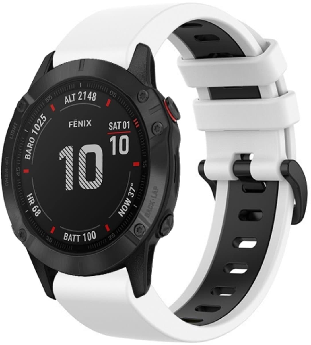 Voor Garmin Fenix 6 Pro 22mm siliconen sport tweekleurige horlogeband (wit + zwart)