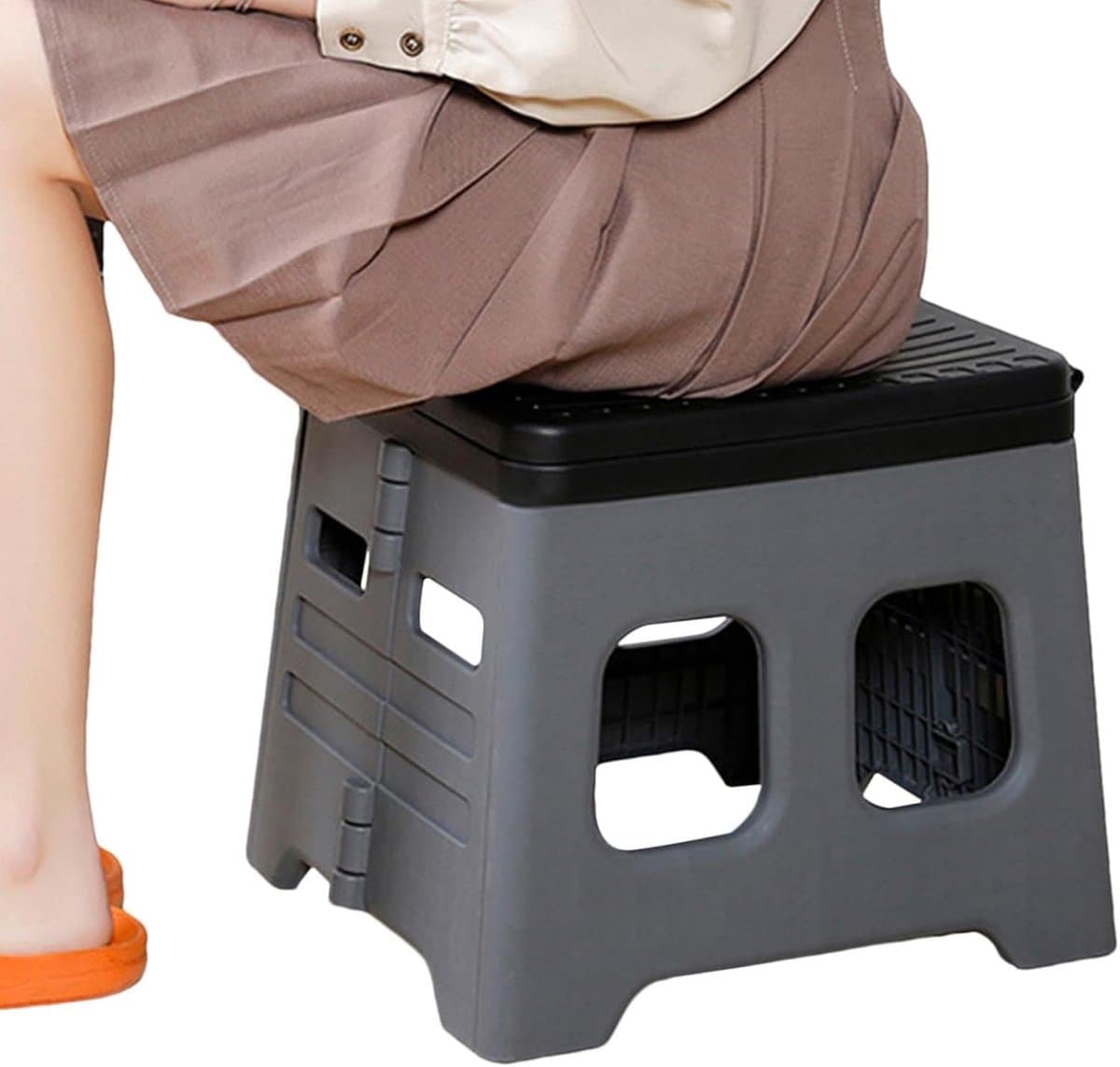 Opvouwbaar Toilet - Reispotje Stoel - Buiten Sanitair - Verbeterde Constructie - 30.5 cm Hoog - Zwart