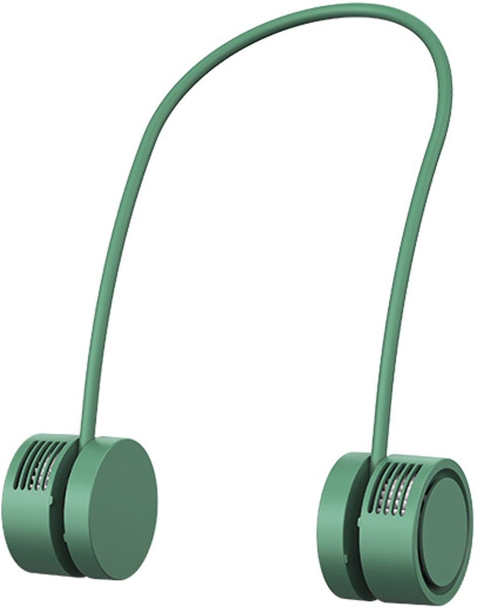 Ventilator voor om de nek, draagbare ventilator zonder bladen, opvouwbare oplaadbare ventilator van 4000 mAh, 3 windsnelheden, krachtige koeling, handsfree USB-ventilator voor persoonlijk gebruik, unisex (groen).