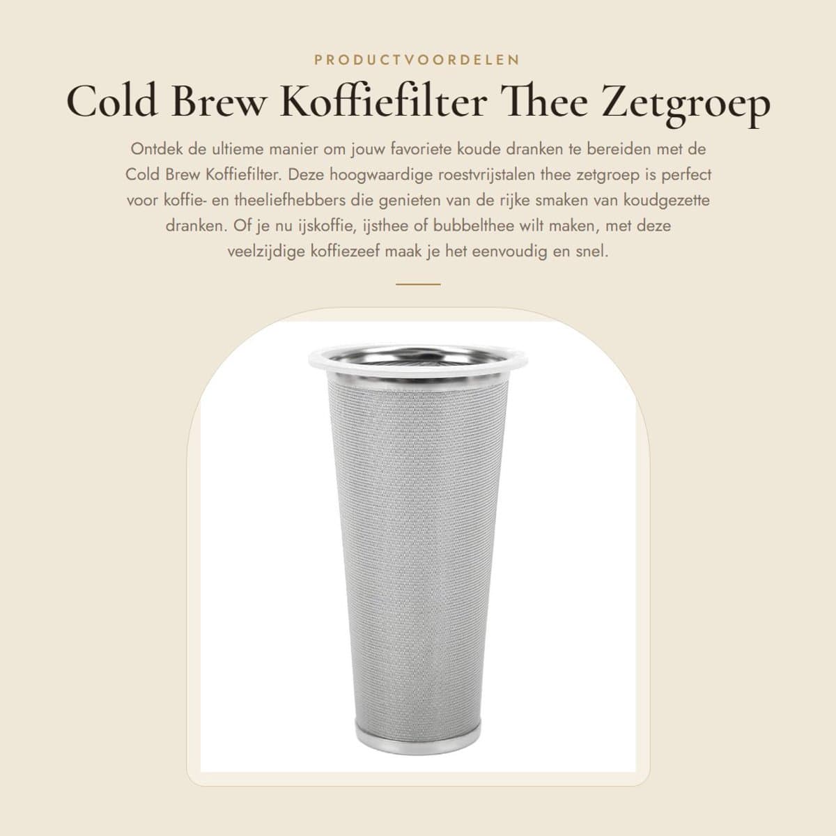 Dailygoods- Koffiefilter Herbruikbaar - Roestvrij Staal - Mesh Filter - Koffie/Thee Zetgroep - 8x15cm - Effectieve Lekdichtheid - Koffiezeef
