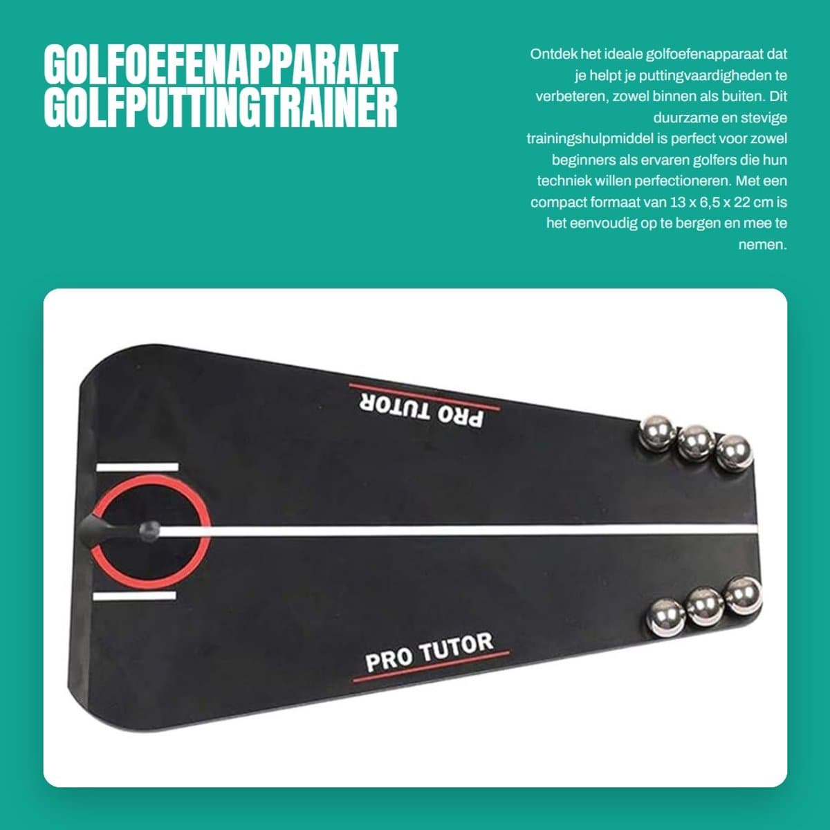 Dailygoods- Golfputtingtrainer Stevig - Golfoefenapparaat - Trainingshulpmiddel Binnen/Buiten - Compact Formaat - Hoogwaardig Kunststof - 13 x 6,5 x 22 cm - Golftrainer