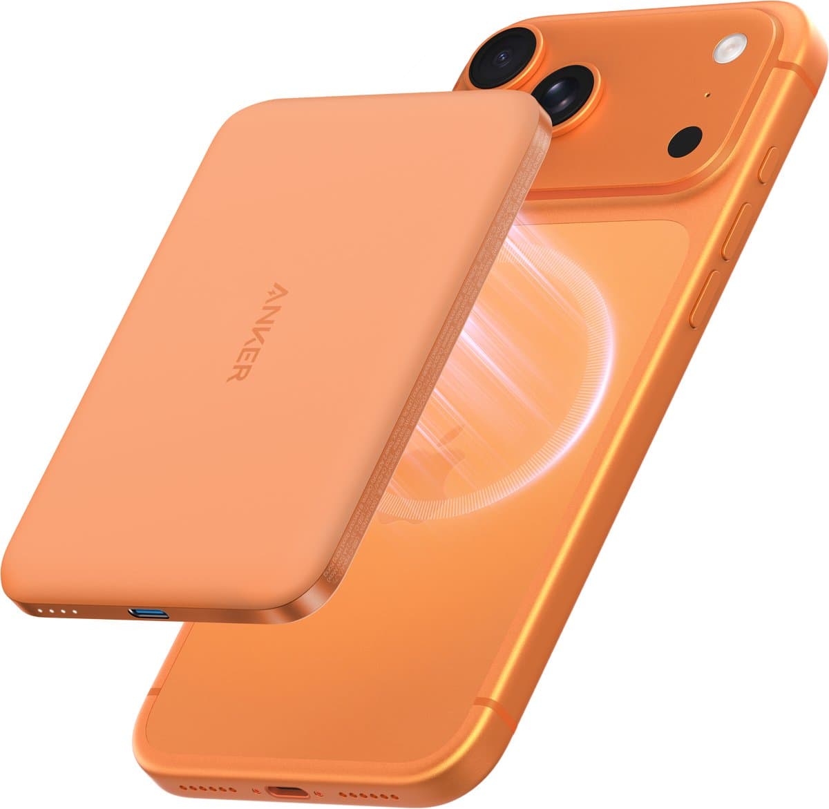 Anker Nano MagGo Draadloze Powerbank met MagSafe en Qi2 5.000 mAh Oranje