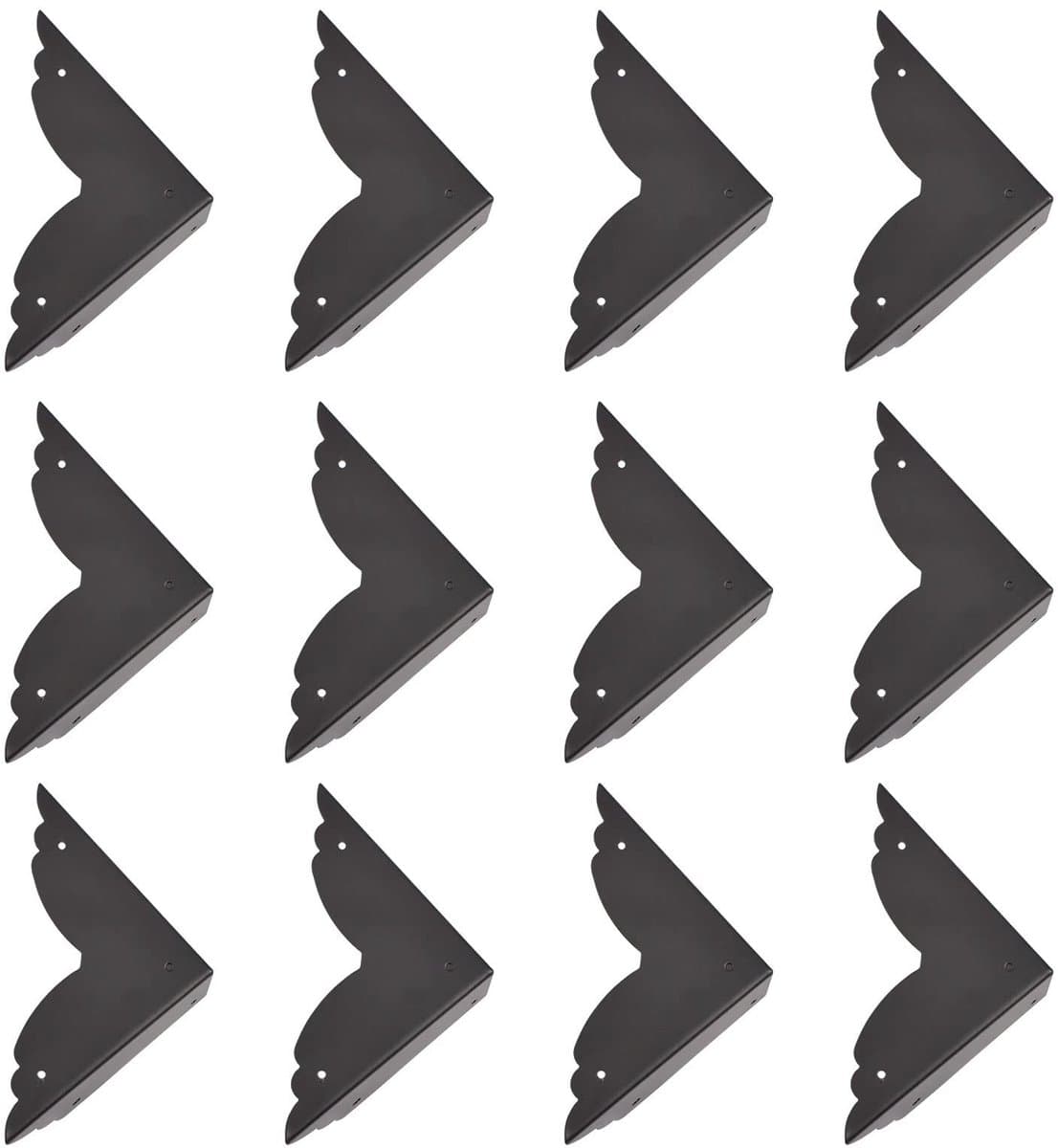 Dailygoods- Hoekbeschermer 12 stuks - Zwarte Hoekbescherming - Decoratieve Driehoekige Rand - Hoogwaardig Metaal - Veiligheidsbescherming voor Meubels - Meubelbeschermer