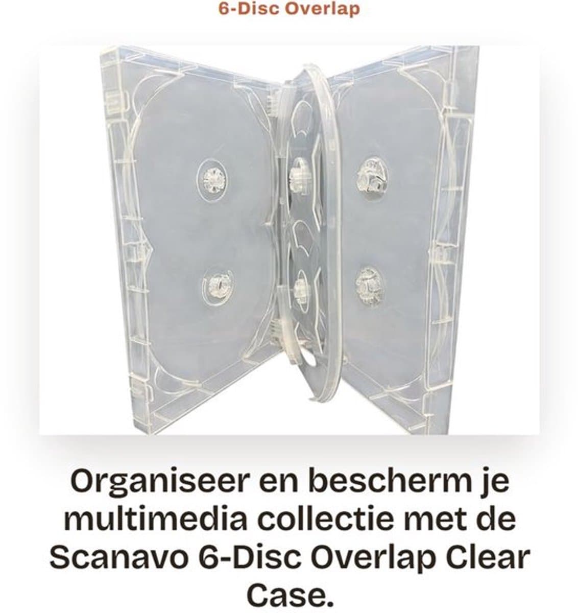 CD/DVD/Blu-ray Case 6-Disc Overlap - 32mm Rug - Transparant - Bescherming - Inlay Artwork - Duurzaam Plastic - Multimedia Opslag