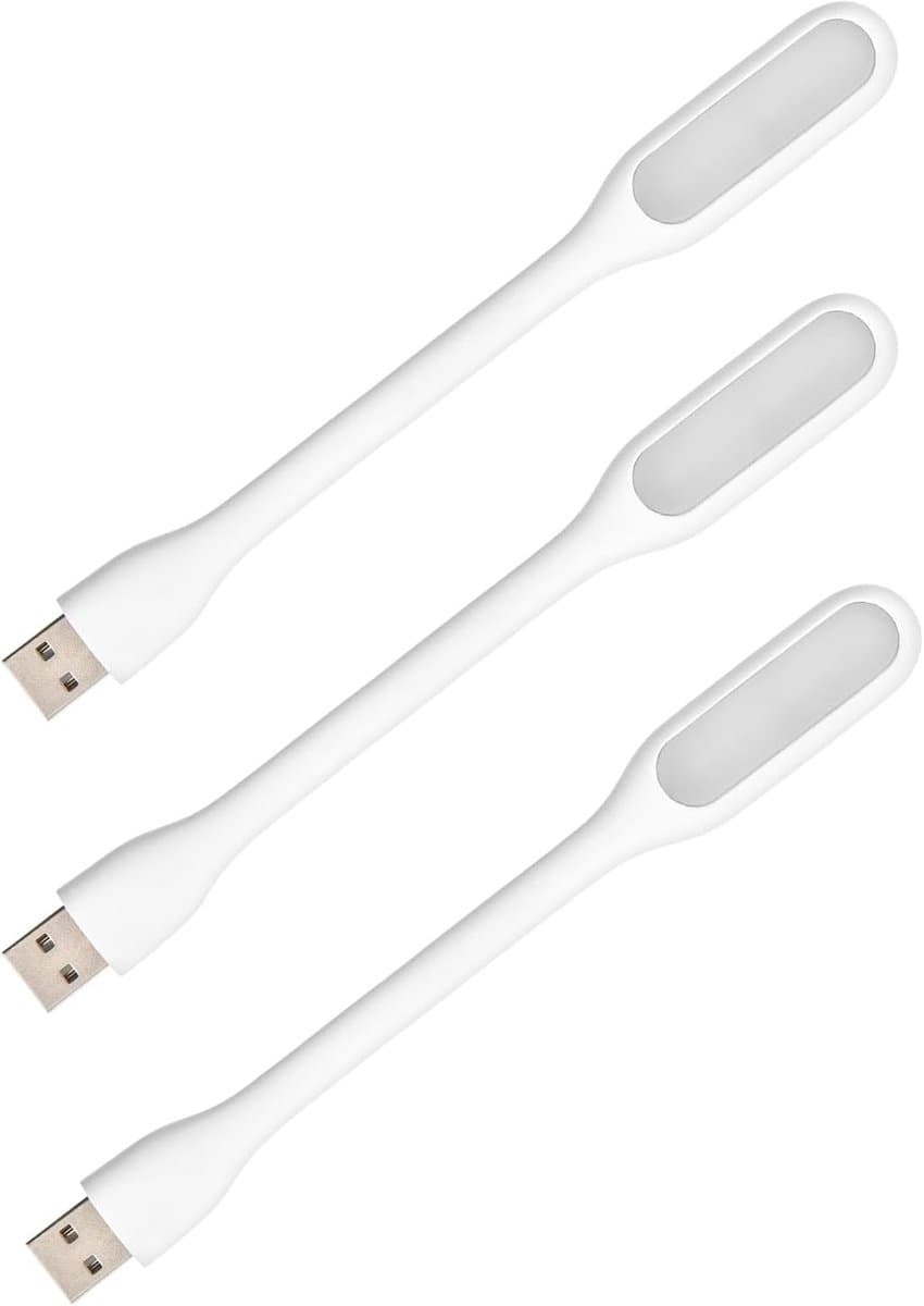 Mini LED Lamp met Flexibele Hals, 3 Stuks USB Verlichting voor Laptop, Computer en Lezen