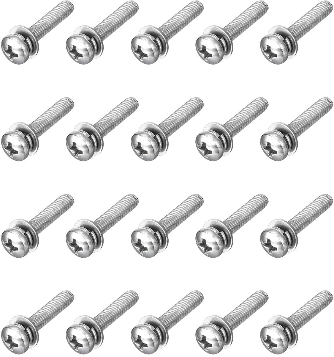 M4 x 20 mm 304 roestvrij staal Phillips Pan Head machineschroeven bouten gecombineerd met veerring en sluitringen 20 stuks