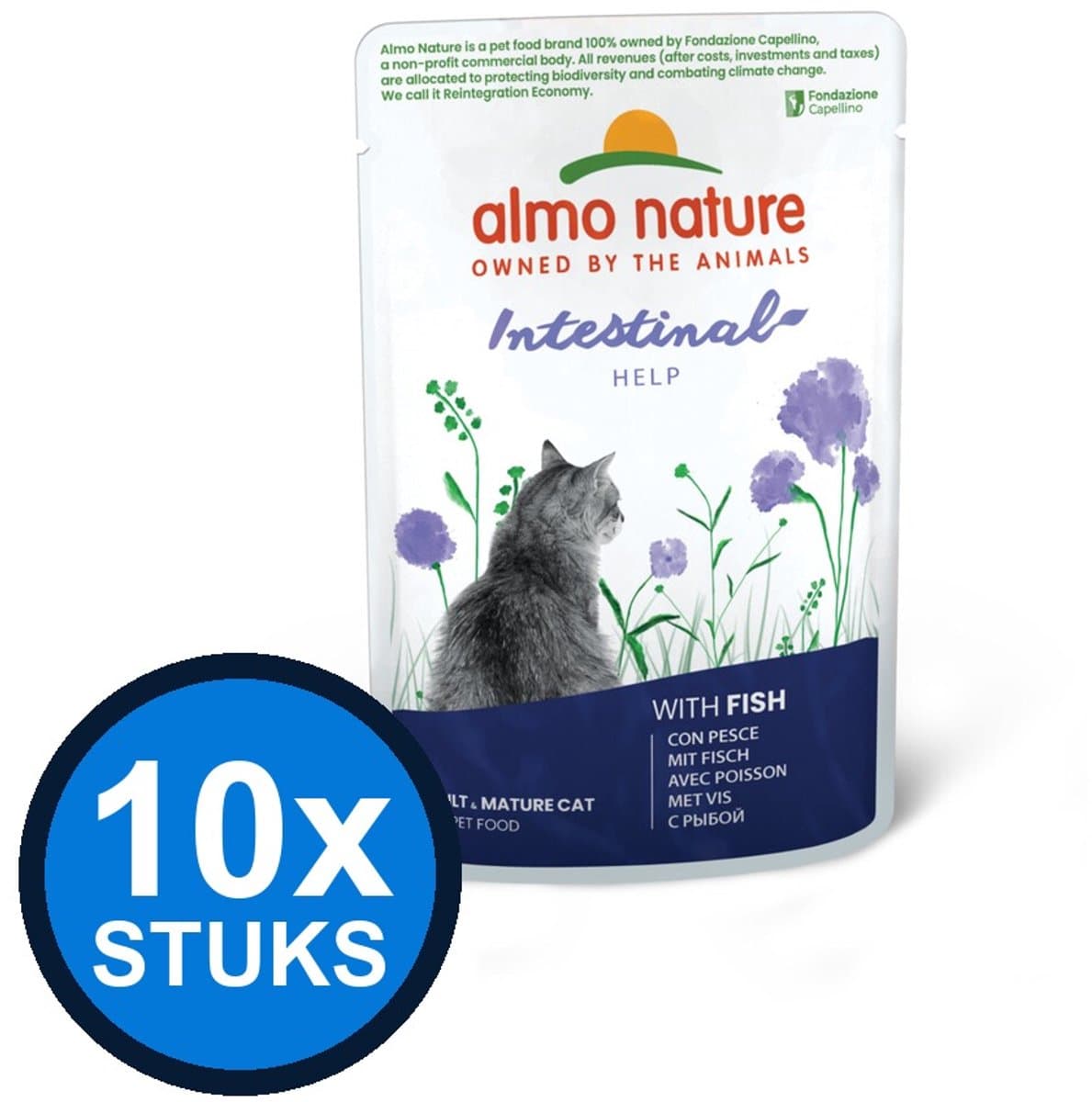 10x Almo Nature Holistic cat pouch sensitive vis 70gr