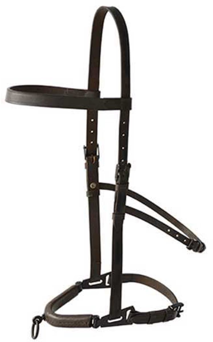 Hispano Hipica Serreta Western Leather Medium Choke 1 Pillar Lined Hoofdstellen Bruin Full