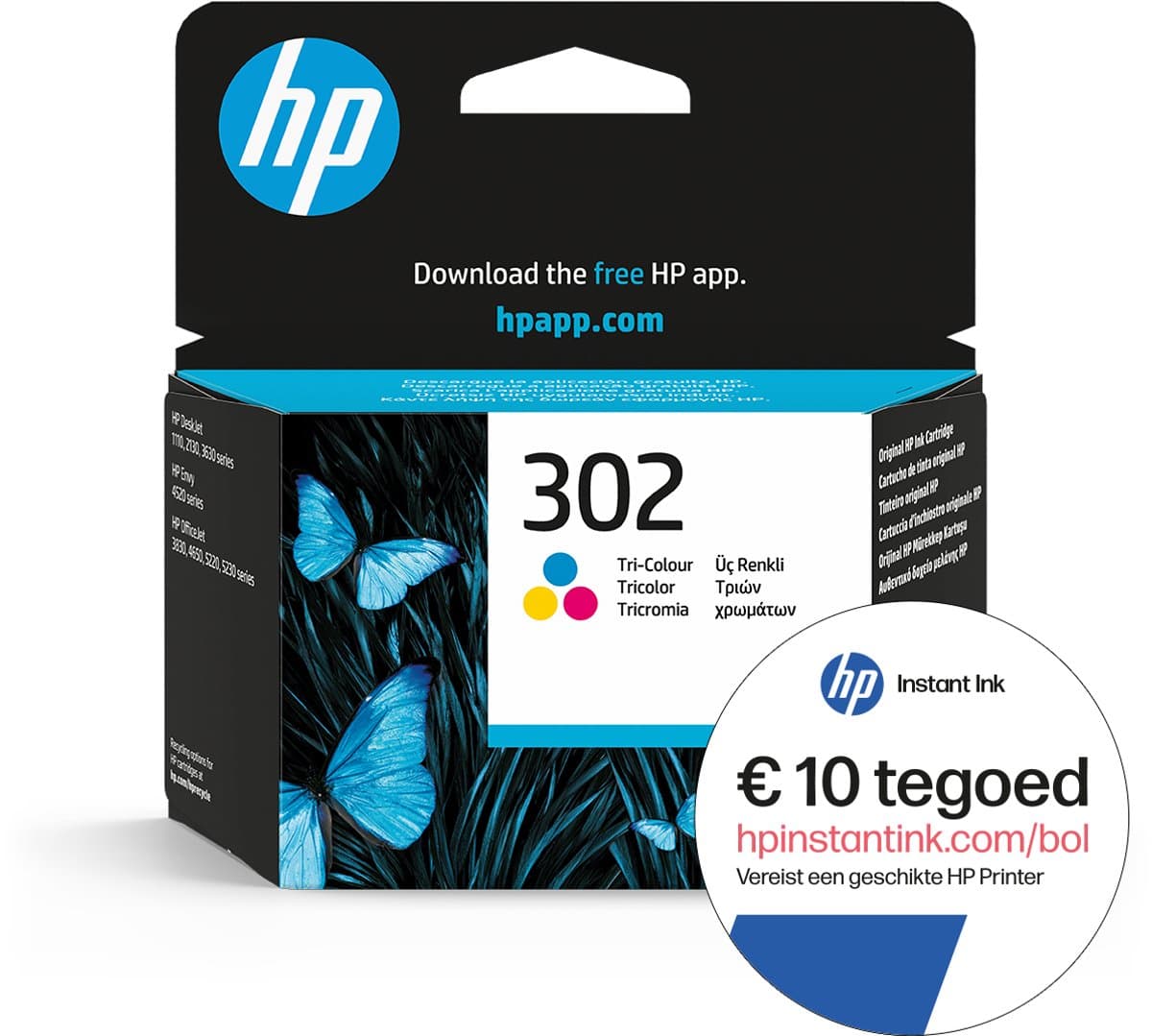 HP 302 - Inktcartridge - Origineel - Kleur + Instant Ink tegoed