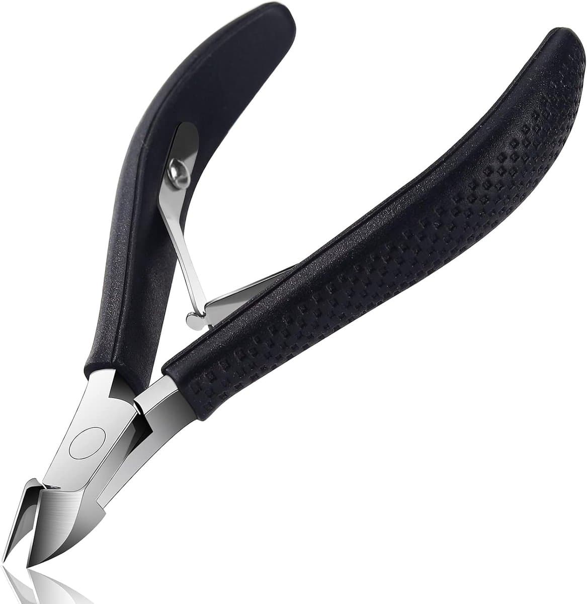 Sander Shop Professionele nagelriemtang, scherpe nagelriemsnijder, huidtang, nagelriemverwijderaar, roestvrij staal, nagelriemschaar, fijn voor verwijdering met siliconen handvat, voor manicure (9 mm)-Zwart