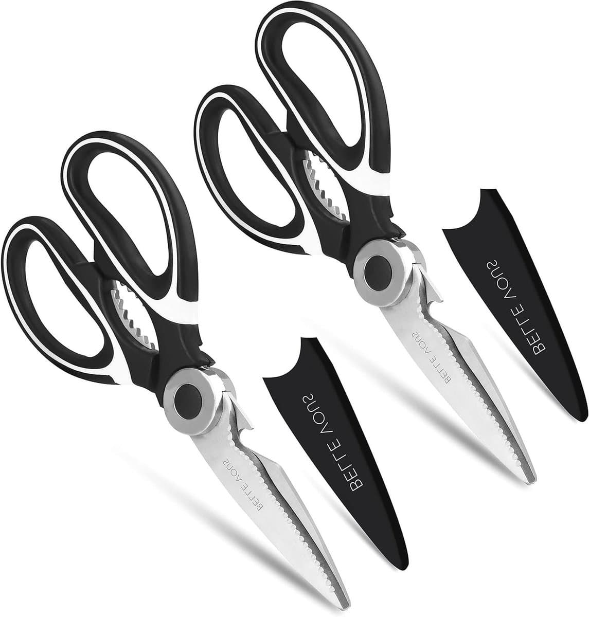 Orivio - Multifunctionele keukenschaar met hoes (2 stuks) - Roestvrij staal - 21 cm lengte - Voor kip, vis, vlees, kruiden, groente BBQ - Hoge kwaliteit.
