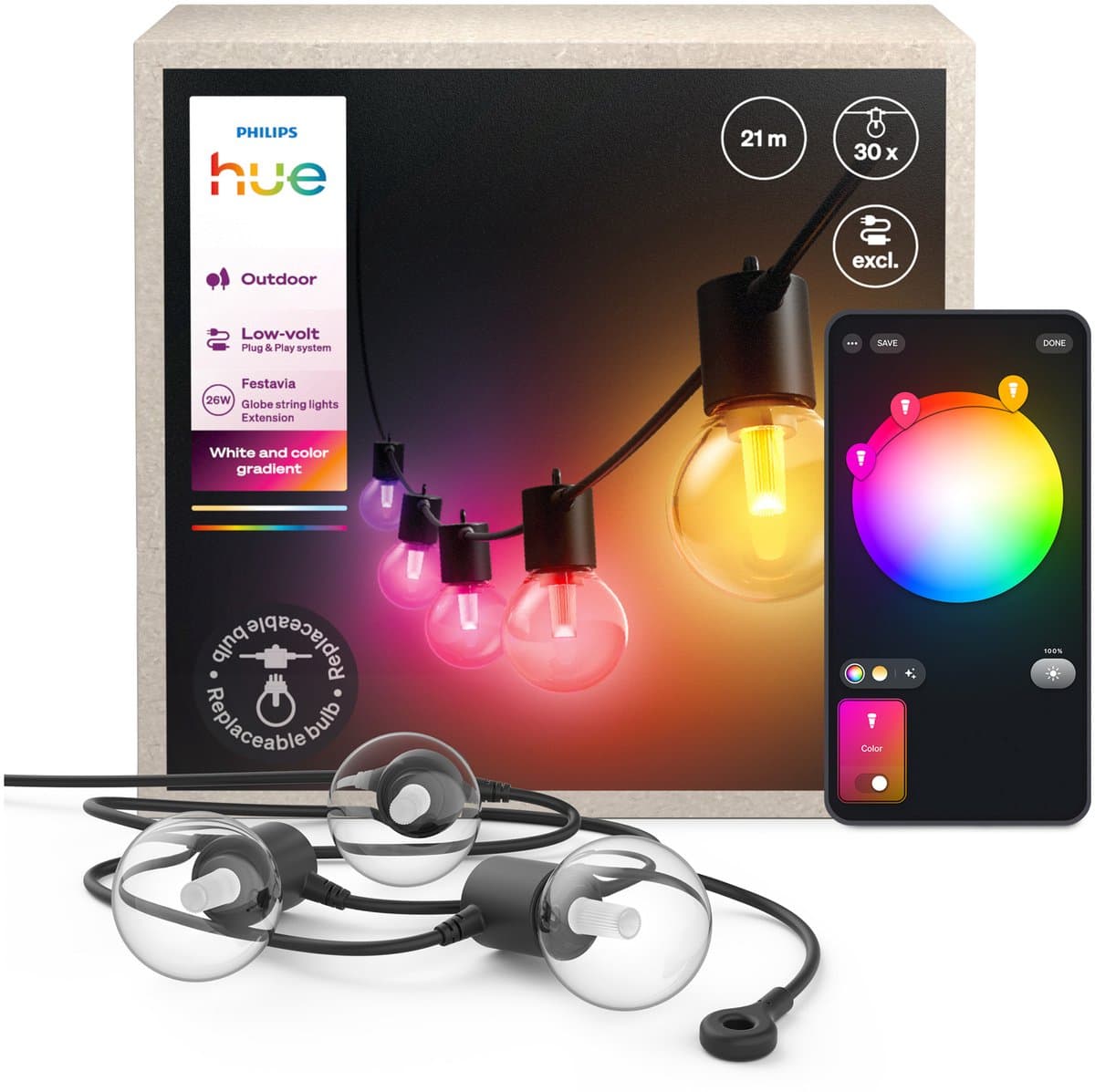 Philips Hue Festavia Globe Lichtsnoer - 14 meter - Uitbreiding