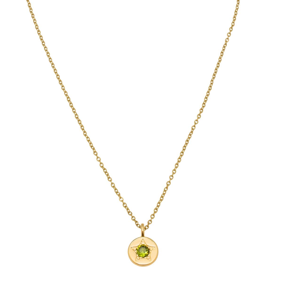Essenza Green Star Charm Necklace Gold