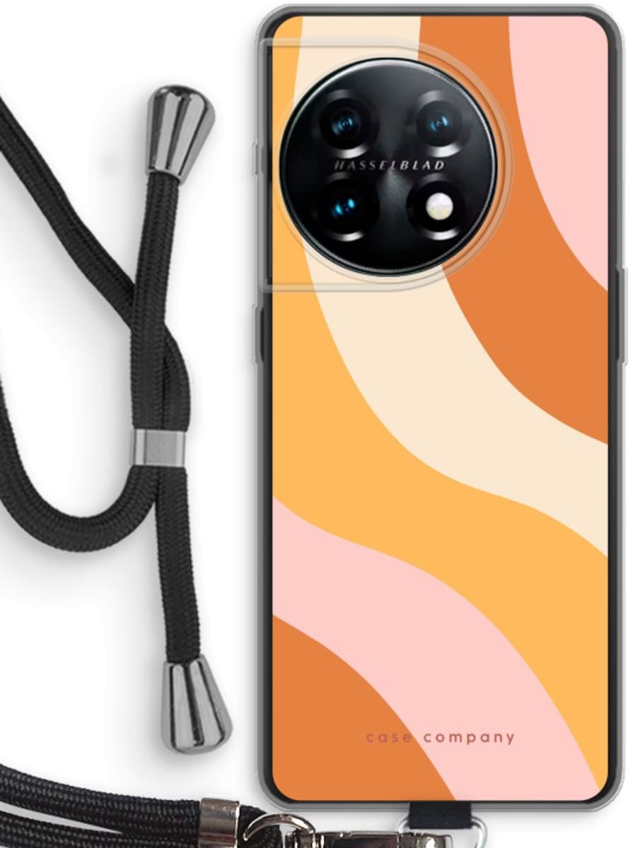 Case Company® - Hoesje met koord geschikt voor OnePlus 11 hoesje met Koord - Radiant - Telefoonhoesje met Zwart Koord - Bescherming aan alle Kanten en Over de Schermrand