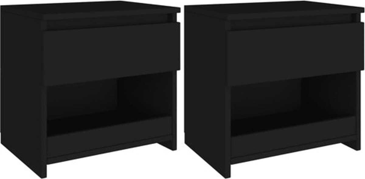 VidaXL nachtkastjes set van 2 - zwart, 40 x 30 x 39 cm
