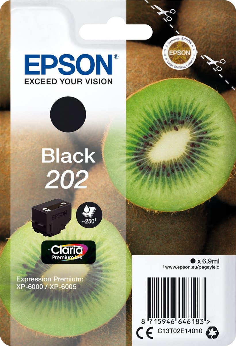 Epson Kiwi 202 Claria Premium zwart enkelverpakking inkt