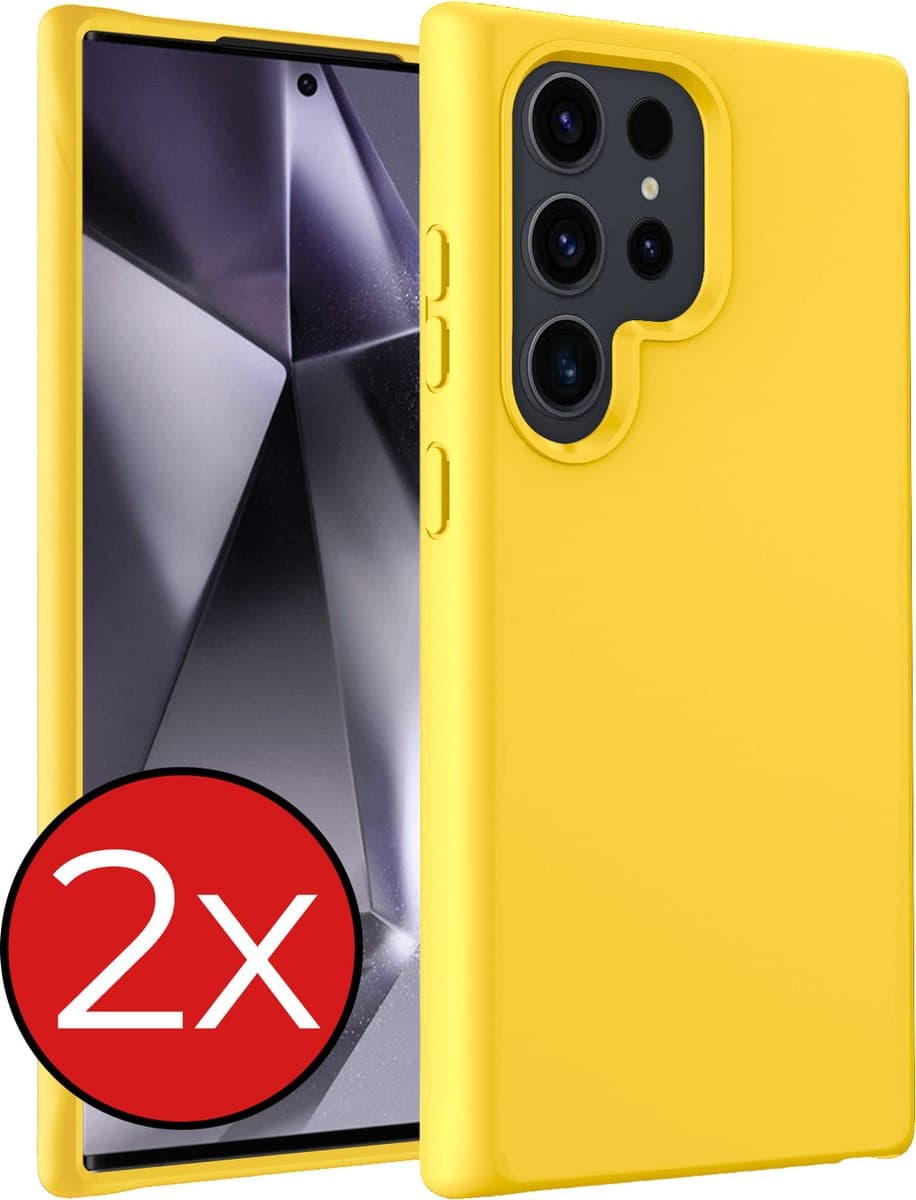 Hoesje - 2 Stuks - Geschikt voor Samsung Galaxy S24 Ultra - Sterk & Shockproof - Telefoonhoes - Back Cover - Case Siliconen - Telefoon Hoes - Geel