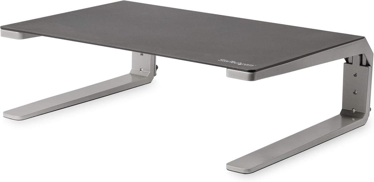 In hoogte verstelbare monitorverhoging voor 32 inch schermen van staal en aluminium