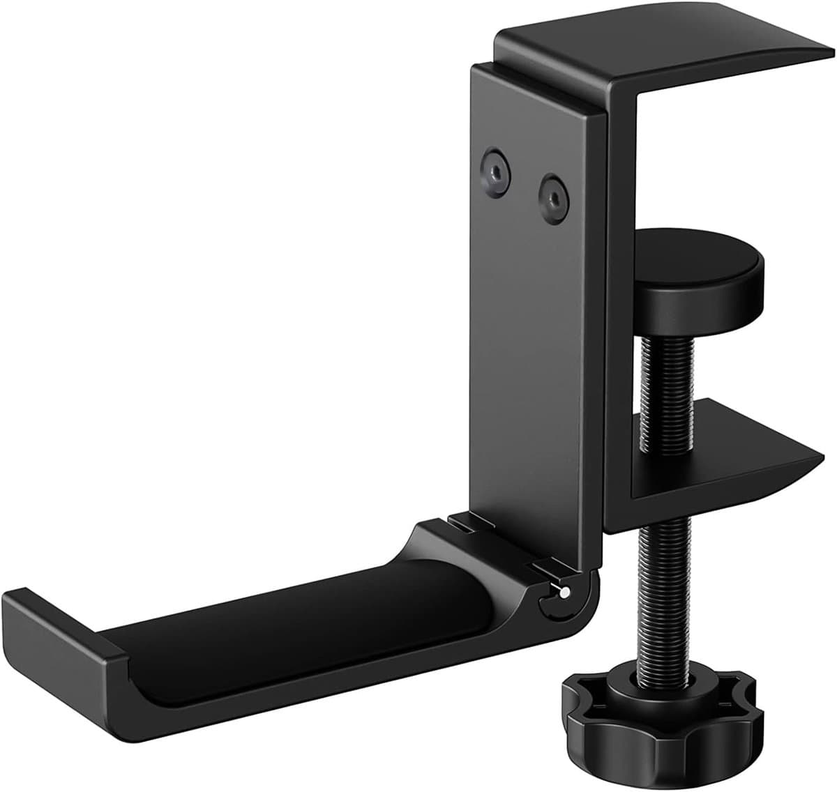Foldable Headphone Stand, Aluminium, Headphone Hook, Adjustable, with Screws and Allen Key, Black, 8 x 5.3 x 3 cm